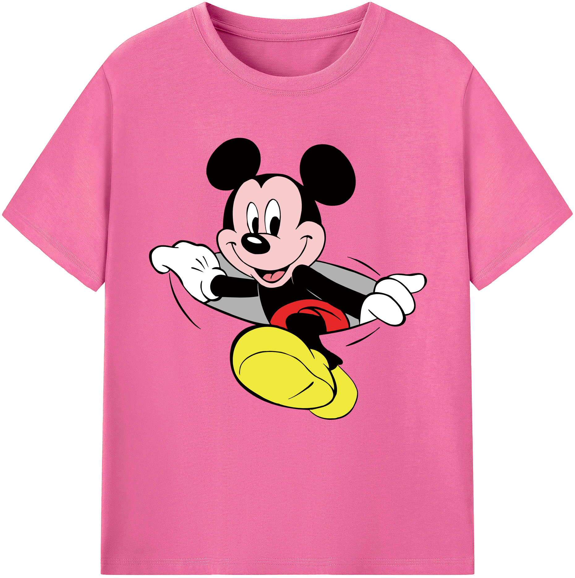 （画像用） ミッキーマウス Mickey Mouse レディースカジュアルプリントTシャツ（綿100％）